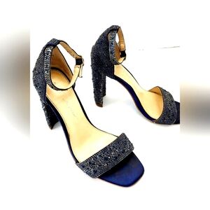 Blue by Betsey Johnson Rina Navy Rhinestone block heels